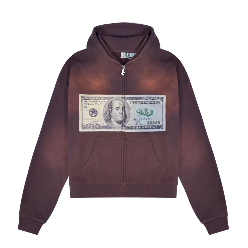 Deputy-Money-Bill-Zipper-Hoodie-Braun Deputy Money Bill Zipper Hoodie Braun